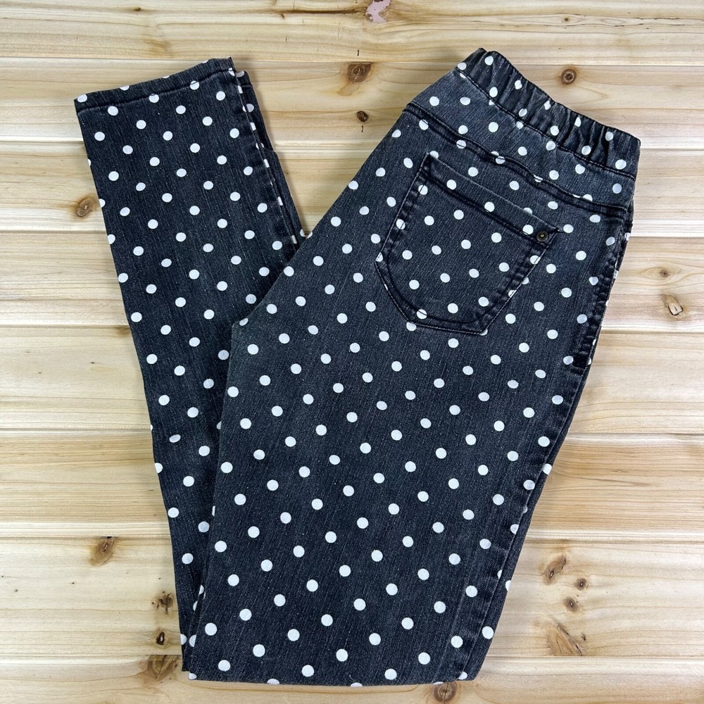 Southpole Pants Womens XL Skinny Mid Rise Black And White Polka Dot Jeggings